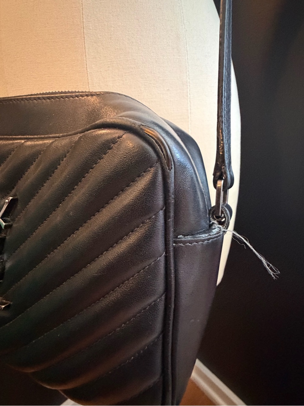 Saint Laurent Black Chevron Quilted Leather Crossbody with Tassel - Picture 4 of 8